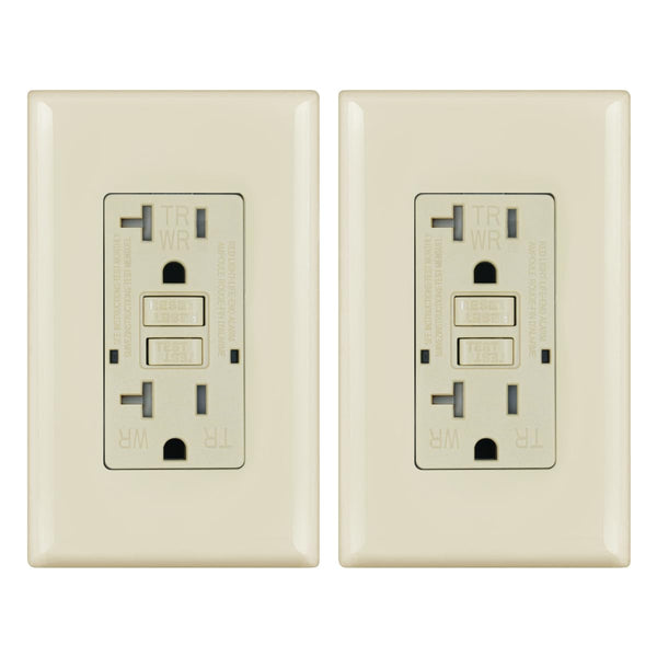 Micmi GFCI Outlet Light Almond 20A WR Weather Resistant Tamper Resistant TR