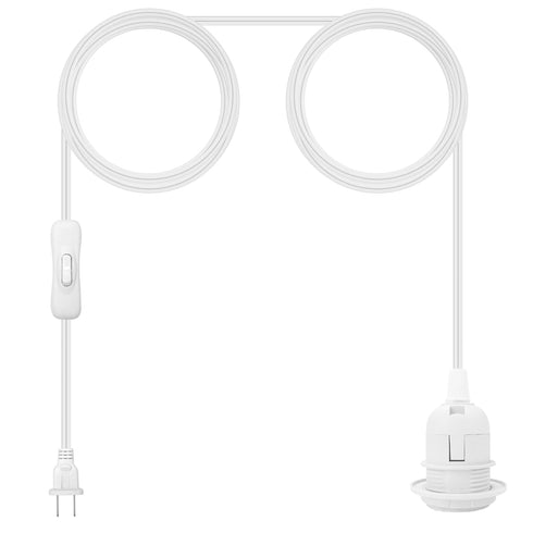 14.8ft Extension Hanging Lantern Cord Cable - White Pendant Lighting with Plug-in
