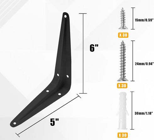 verkelly 10 5 6 Inch Pcs Shelf Brackets, x Black Heavy Duty Metal Wall Corner Angle Shelving for Wall Hanging Shelves