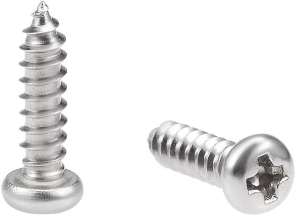 uxcell 2.6x10mm Self Tapping Screws Phillips Pan Head, 316 Stainless Steel Fasteners, 50Pcs