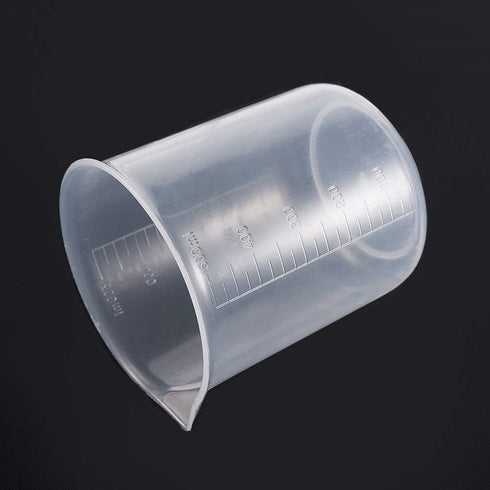 Auniwaig 500ml Plastic Beaker, Graduated Lab Measuring Cup with Spout, Transparent Polypropylene, 5PCS