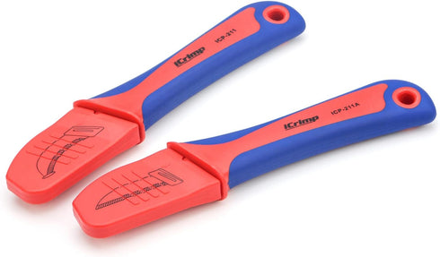 iCrimp Utility Knife for Cable Skinning, 2-Pack Insulated Electricians Cable Stripping Knives