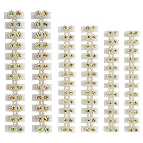 XINGYHENG 6Pcs 6A 10A 20A 12 Position Double Row Screw Terminal Block, Flame Retardant Nylon Connector (White)