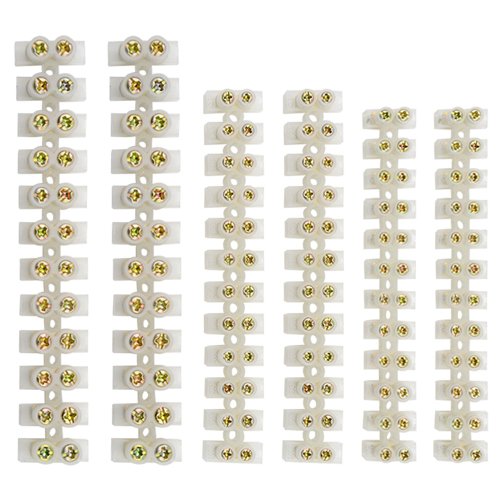 XINGYHENG 6Pcs 6A 10A 20A 12 Position Double Row Screw Terminal Block, Flame Retardant Nylon Connector (White)