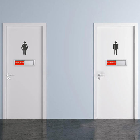Vacant Occupied Privacy Sign, Door Sign for Home Office Restroom, Slider Door Indicator, 7'' x 2'' - Silver