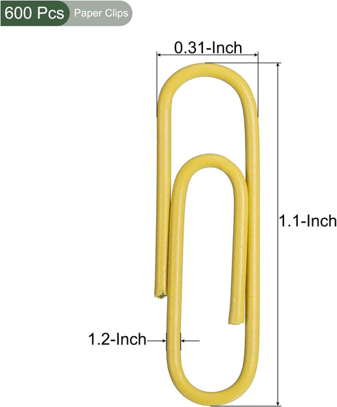 YOKIVE 600 Pcs Paper Clips, Office Clips Smooth Surface with Box | Keep Desk Neat, Great for Office, Art, Home, Daily Use (Yellow, 1.1-Inch) by YOKIVE