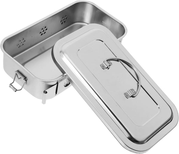 Stainless Steel Medical Storage Case with Lid and Holes Utility Tray for