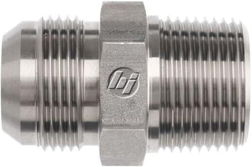 Brennan 2404-06-08 Steel JIC Flared Tube Fitting: Straight, 3/8" Tube OD JIC Male x 1/2-14 NPTF Male