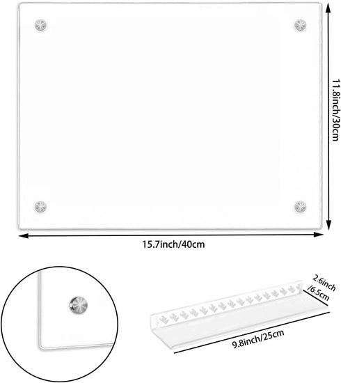 TORASO Glass Whiteboard, 12" x 16" Dry Erase Board - Small Frameless White Board for Home Kitchen, Office Brilliance