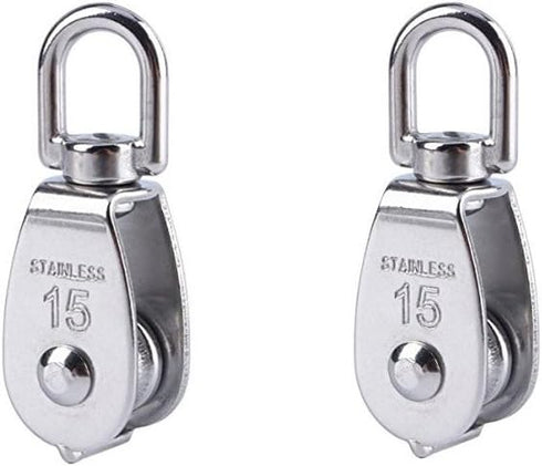 Stainless Steel Wire Rope Crane Pulley Block M15 - 6Pcs Single Pulley Block Hanging Wire Towing Wheel