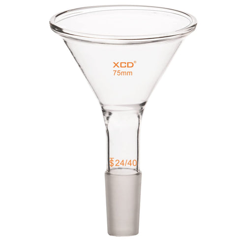 Glass Powder Funnel, Borosilicate Glass Filter Funnel, Short Stem with 75 mm Top Outer Dimension, 24/40 Inner Joint