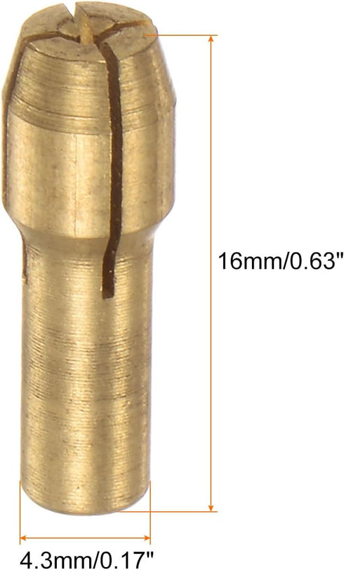 15pcs Brass Collet 0.5mm Brass Drill Chucks Mini Electric Grinder Quick Change Drill Chuck Bit Sets for Rotary Tools, 4.3mm Shank Diameter