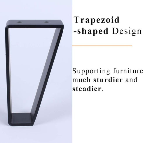 Osring 6 Inch 4pcs, Trapezoid Furniture Legs Solid Steel Furniture Hairpin Leg for Side Table, TV Stand and Cabinet