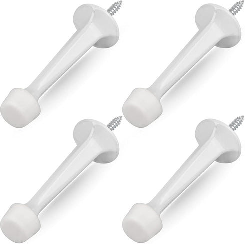 HOMOTEK 4 Pack Heavy Duty Solid Rigid Door Stop with Soft Rubber Tip, Protect Wall & Door, White