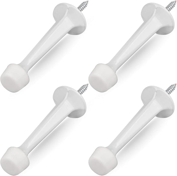HOMOTEK 4 Pack Heavy Duty Solid Rigid Door Stop with Soft Rubber Tip, Protect Wall & Door, White