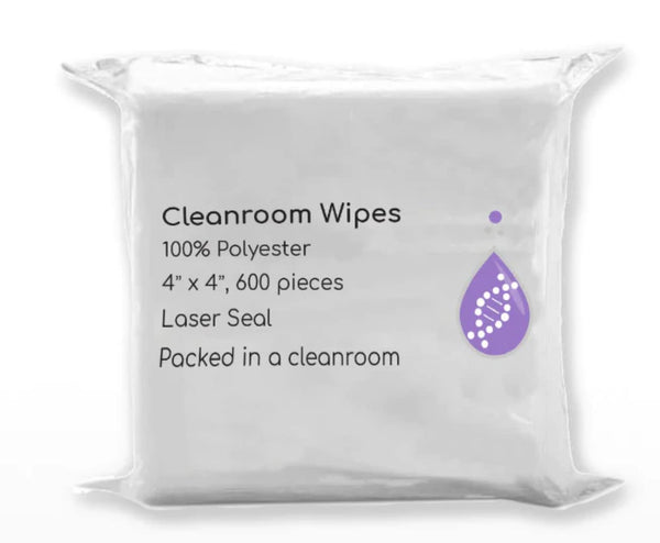 LabClean Cleanroom Polyester Wipers, 4"x4" (Bag of 600 Pcs), Lint Free Cloths with Ultra-fine Filaments