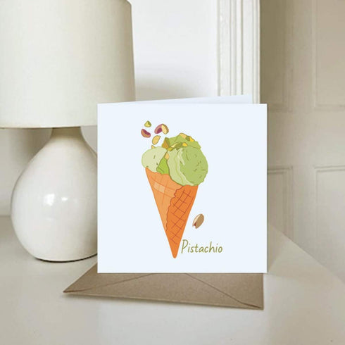 Azeeda (GC00080727) 'Pistachio Ice Cream Cone ' Blank Greeting Card
