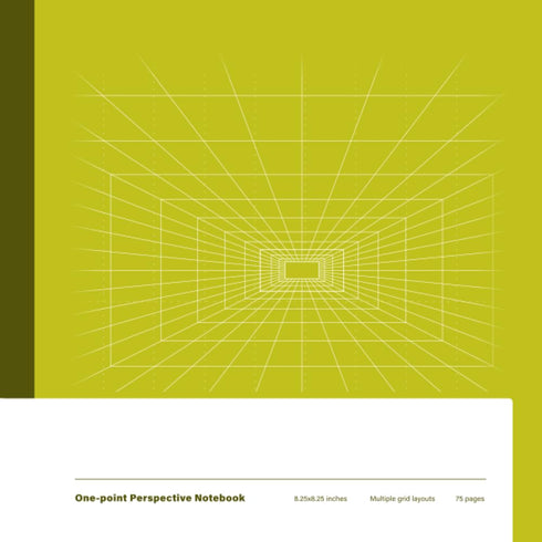 One-point Perspective Notebook: Sketchbook of 1-point perspective grid paper for 3d drawing