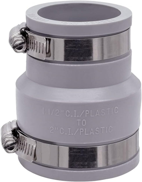 Fernco Reducing Flexible PVC Pipe Coupling, 2-in. x 1-1/2-in. for Plumbing Connections
