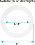 6 Pack 5/6 Inch 8 Inches, 6.14 Inches, Luxrite White Goof Trim Ring for Recessed Lights and Ceiling Light Fixtures