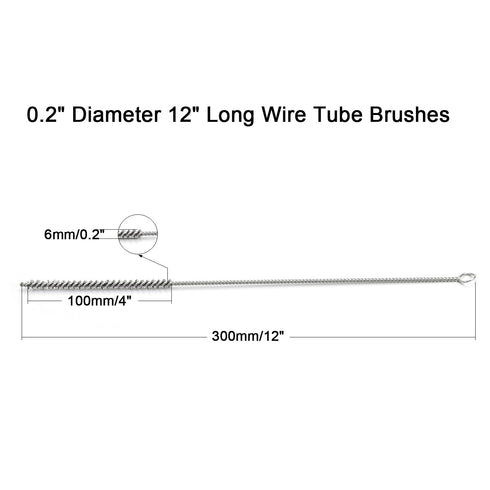 Utoolmart Steel Wire Tube Brush, 12" x 1/4", Spiral Long Handle Cleaning Brush for Tube Bottle Pipe Welding Slag