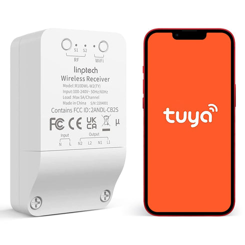 Smart Wi-Fi Light Switch, 2 Channels Linptech Wireless Relay Switch, Compatible with Alexa for Home Automation