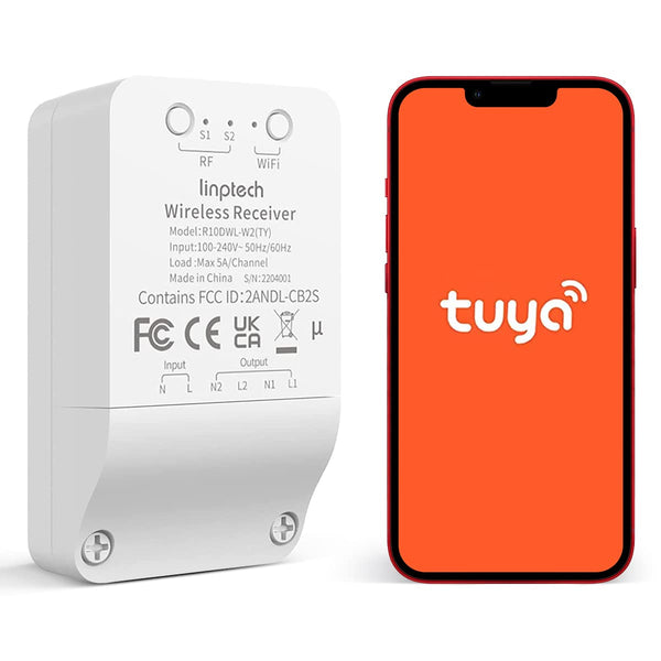 Smart Wi-Fi Light Switch, 2 Channels Linptech Wireless Relay Switch, Compatible with Alexa for Home Automation