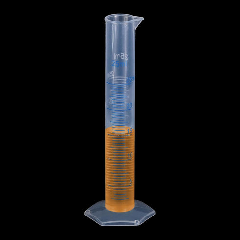 uxcell Plastic Graduated Cylinder, 25ml Measuring Cylinder, Test Tube Beakers, Clear Hex Base