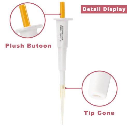 ONiLAB Mini Fixed Volume Pipette Manual Single Channel Pipettor, Laboratory Micro Pipette ,Micropipette Volume 50µl Orange