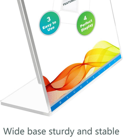 8.5 11 6Pack BlueValley Acrylic Sign Holder x Table Display Stand Vertical Clear Plastic Paper Sign Frame for Flyer