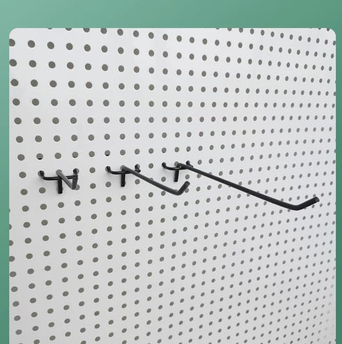 50pc Pegboard Hooks, L Style Long Shelving Hooks, Rustproof Peg Board Tool Utility Hooks Fit 1/4" or 1/8" (6Inch, Black)