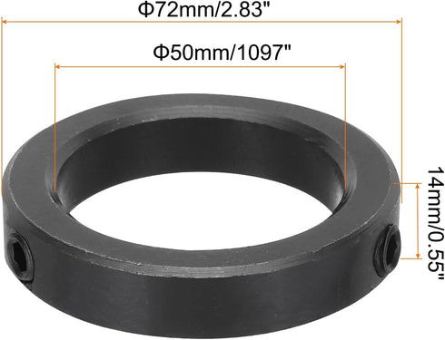 MECCANIXITY Shaft Collar 2 Inch Bore Carbon Steel Set Screw Style Clamping Collars Black 2 Pcs