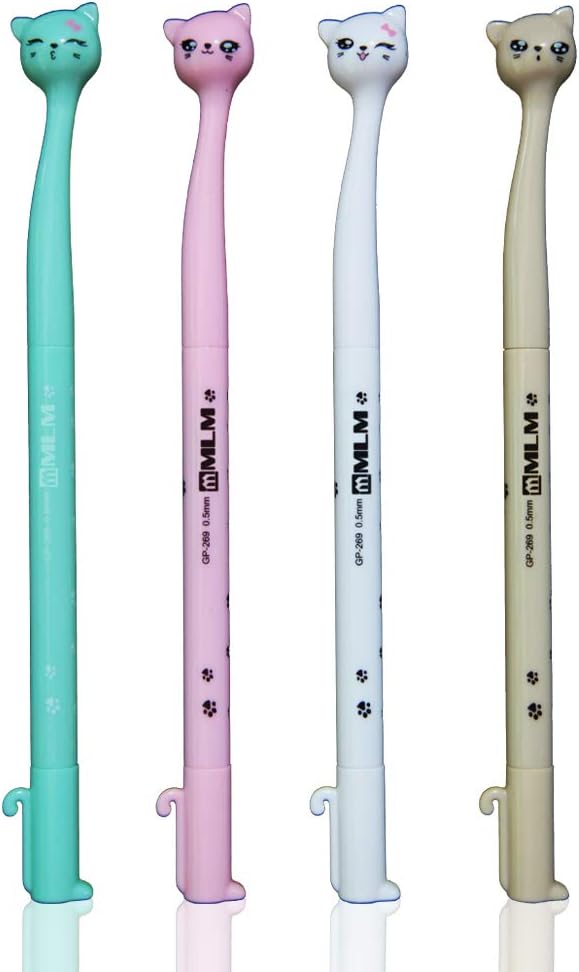 MLM Cute Cartoon Cat Gel Ink Pen Rollerball Pens for Bedroom.