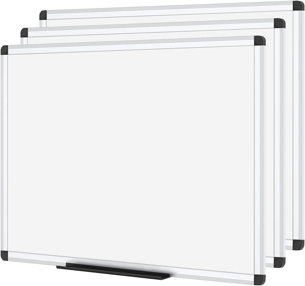 VIZ-PRO Dry Erase Board/Whiteboard, Non-Magnetic, Pack of 3, 24 X 18 Inches, Wall Mounted Board for School Office and