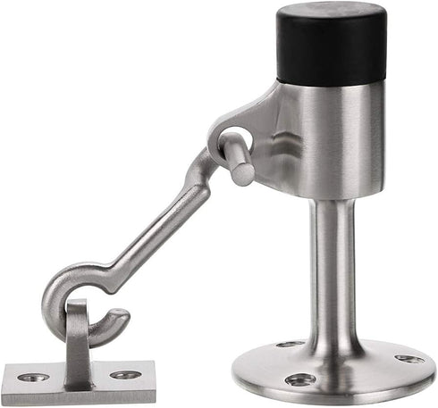 Sumnacon Stainless Steel Door Stopper with Hook - Heavy Duty Wall Mounted Doorstop, Silver