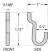 Azar Displays 700022 Metal J-Hook for Pegboard or Slatwall