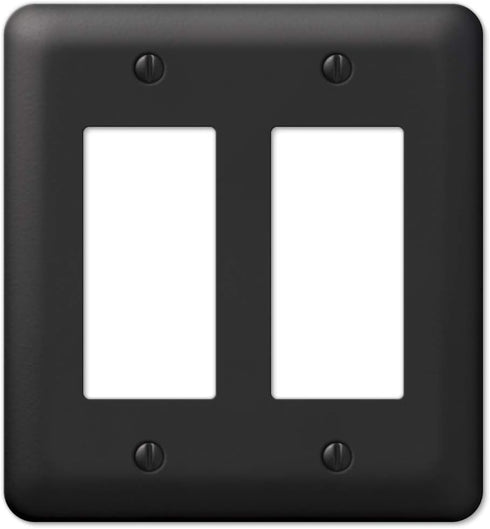 Amerelle 935RRBK Devon Wallplate, 2 Rocker, Steel, Black, 1-Pack