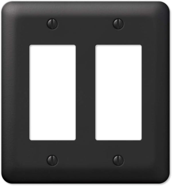 Amerelle 935RRBK Devon Wallplate, 2 Rocker, Steel, Black, 1-Pack