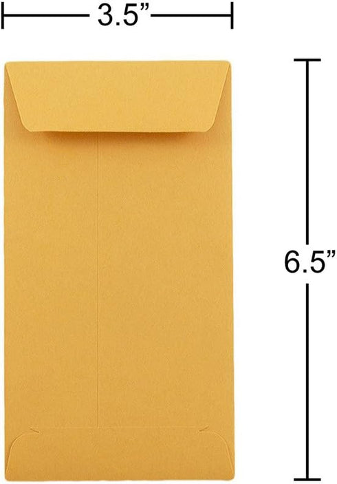 JAM PAPER #7 Coin Business Envelopes, 3 1/2 x 6 1/2, Brown Kraft Manila (50/Pack)
