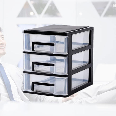 Gatuida 3 Drawer Desktop Organizer, Clear Plastic Desk Storage Box, Makeup Organizer for Office Supplies