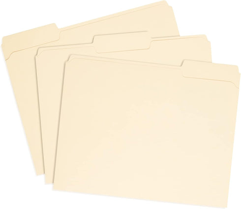 Blue Summit Supplies 100 Reinforced File Folders, 1/3 Cut Tab, Letter Size, Manila, Heavy Duty 14PT Paper