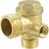 Gold Female Thread Check Valve, 3-Port Brass Male Threaded Air Compressor Replacement Parts