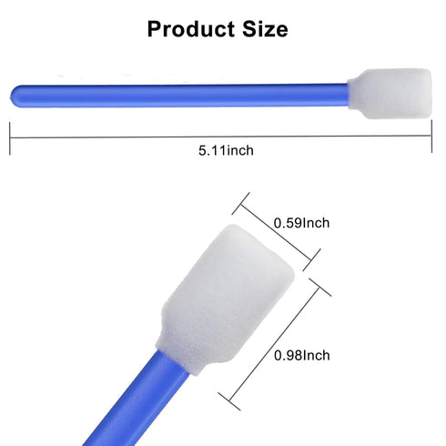 50pcs 5.11" Square Rectangle Foam Cleaning Swab Sticks for Solvent Format Inkjet Printer Roland Optical Equipment (Blue)