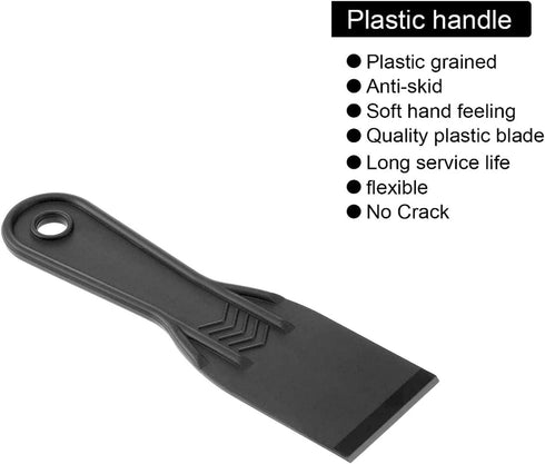 Plastic Putty Knife Set, 5 Pcs Flexible Paint Scrapers Tool, Black Filling Knife Set for Patching, Spackling, Wallpaper