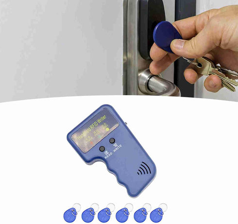 Semme 125KHZ 6 Handheld Card Copier Low Power Consumption Reader Writer with Cards Keyfobs for Home Office Security