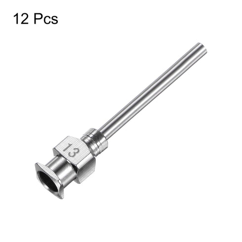 12pcs 13Gauge Stainless Steel Dispensing Needles, 1" All Metal Blunt Tips Luer Lock for Glue, Ink, Lab Use
