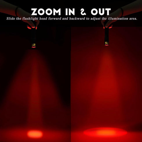 Upgraded Red Flashlight, Bright White & High/Low Power Red Light Options, Portable Waterproof LED Torch for Night Vision