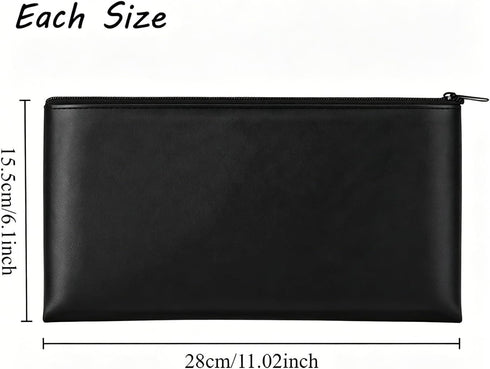 TsuvyXeg 2 Pack Money Bags with Zipper Cash Bank Deposit Pouch Leather Passports Bag Document Holder Check Wallet