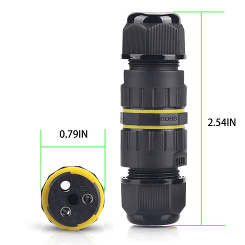 IP68 Waterproof 2 Way 2 Pin Junction Box, Electrical Cable Connector, 5 Pack 17.5A 400V M16 Wire Range