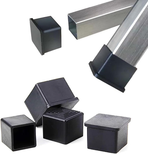 Wvapzwr 12Pcs 1"x1" (25mmx25mm) Square Rubber Chair Leg Tips Caps, Chair Table Leg Covers Floor Protectors, Chair Leg